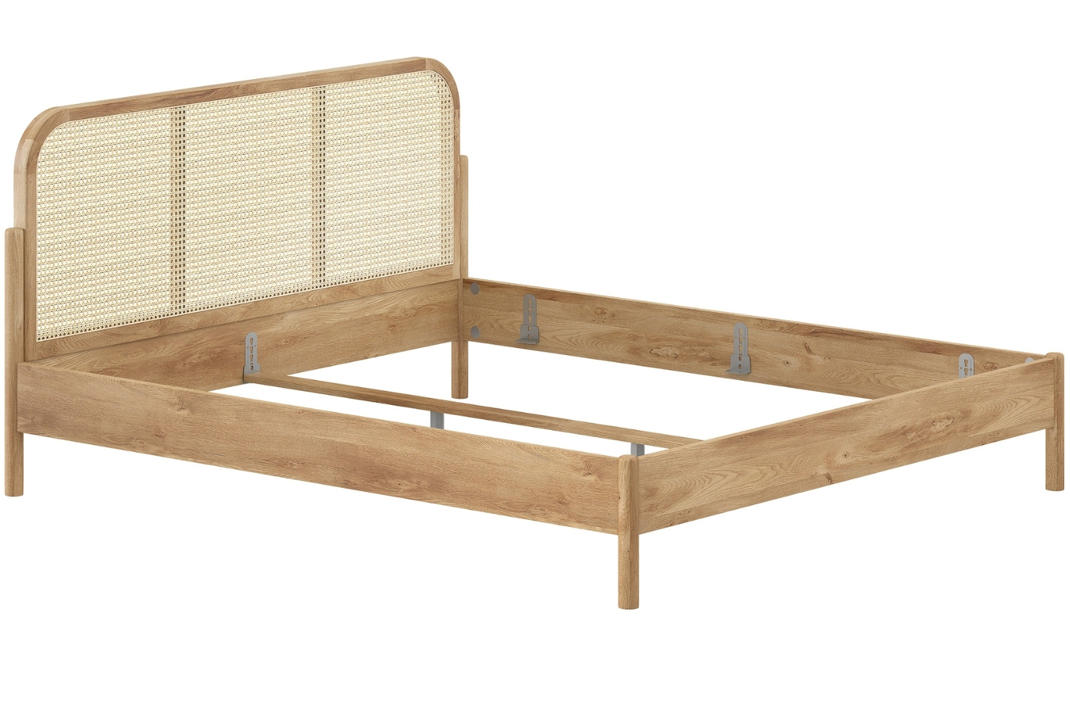 Vipack Dubová postel Olive 180 x 200 cm s ratanovým čelem