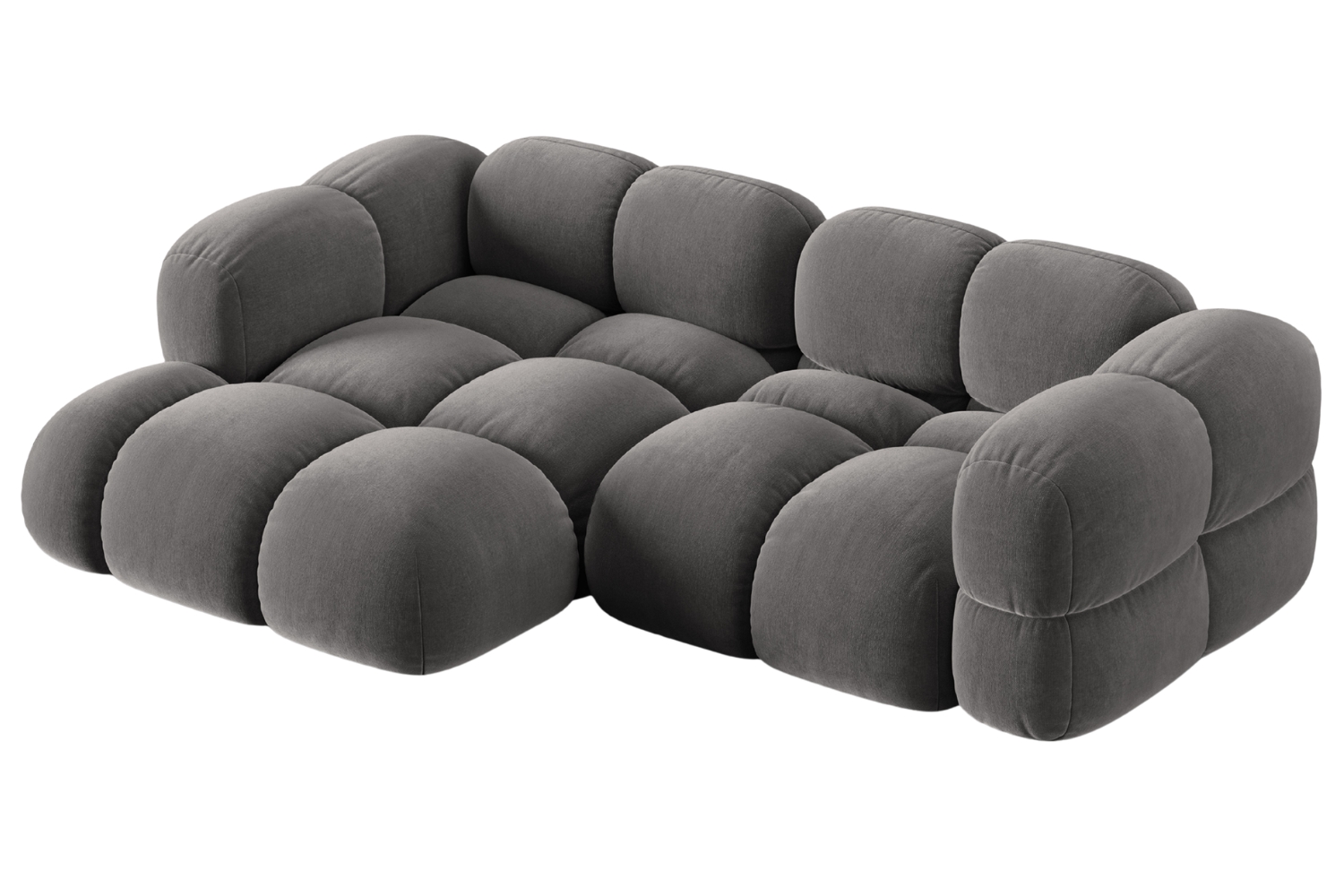 Cosmopolitan Design Šedá sametová rohová pohovka Loretto 250 cm