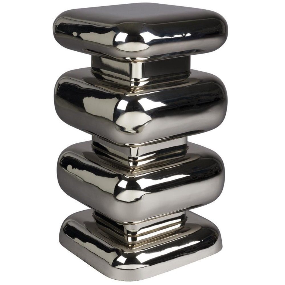 Dutchbone Stříbrný kovový odkládací stolek STUBBY 49 cm