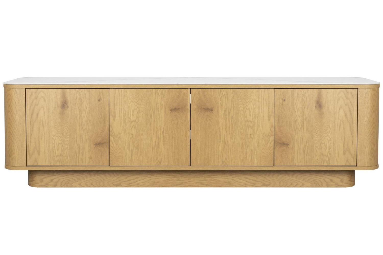 White Label Dubová komoda ALMIRA 180 x 40 cm s mramorovým dekorem