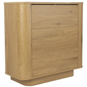 White Label Dubová komoda ALMIRA 90 x 40 cm s mramorovým dekorem