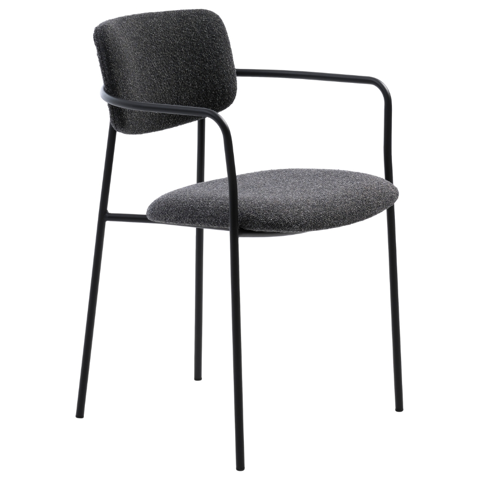 Unique Furniture Tmavě šedá bouclé jídelní židle Zama