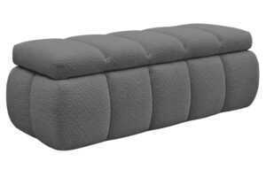 Bobochic Paris Tmavě šedá bouclé lavice Denali 144 cm s úložným prostorem