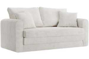 Micadoni Světle béžová bouclé rozkládací pohovka Lido 158 cm