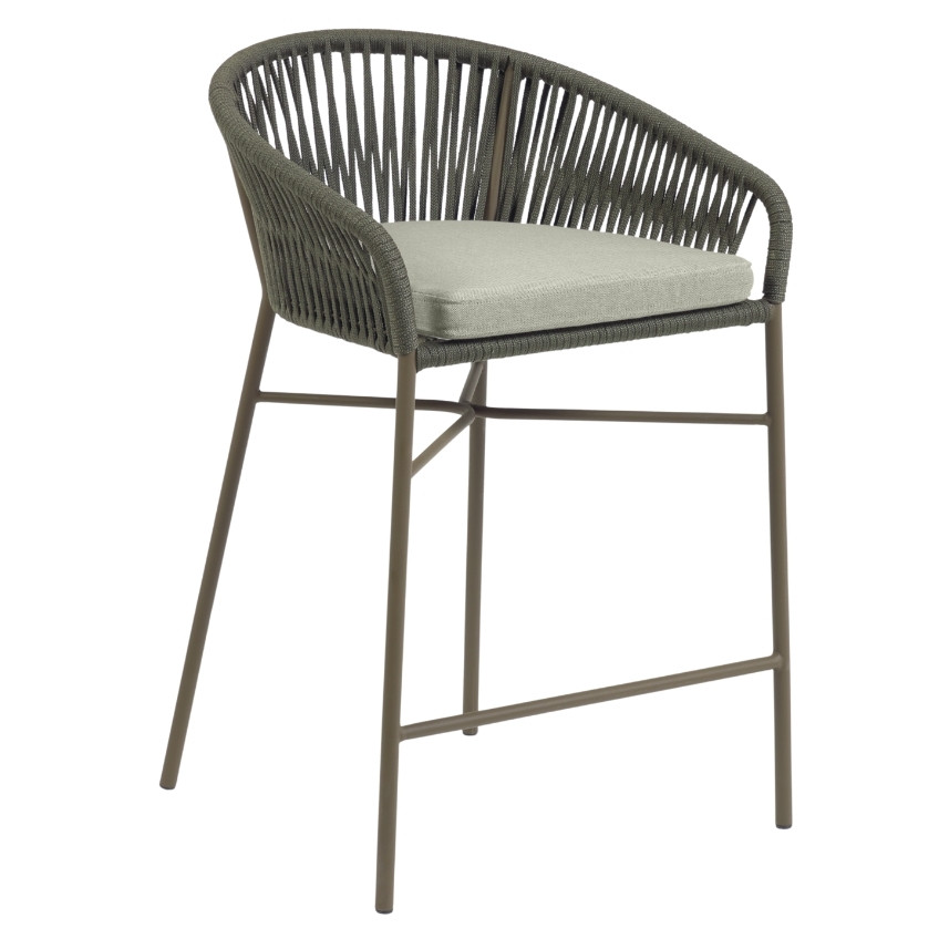 Kave Home Zelená pletená barová židle Yanet 65 cm