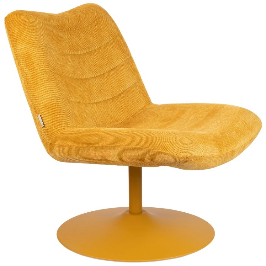 Zuiver Okrově žluté manšestrové otočné lounge křeslo BUBBA
