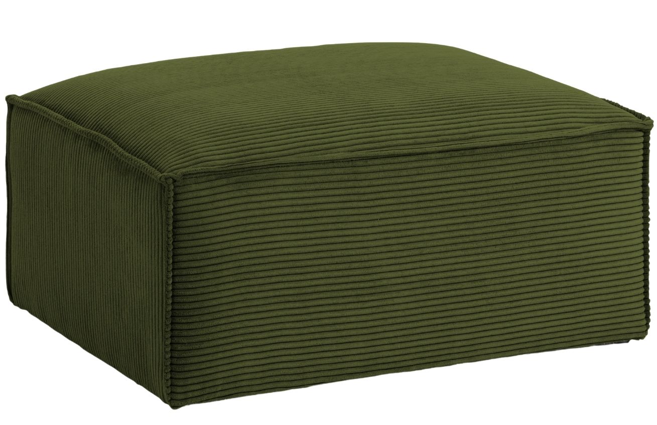 Kave Home Zelený manšestrový taburet Blok 90 x 70 cm