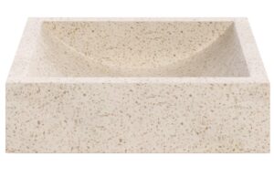 Kave Home Bílé hranaté terrazzo umyvadlo na desku Delina 45 x 40 cm