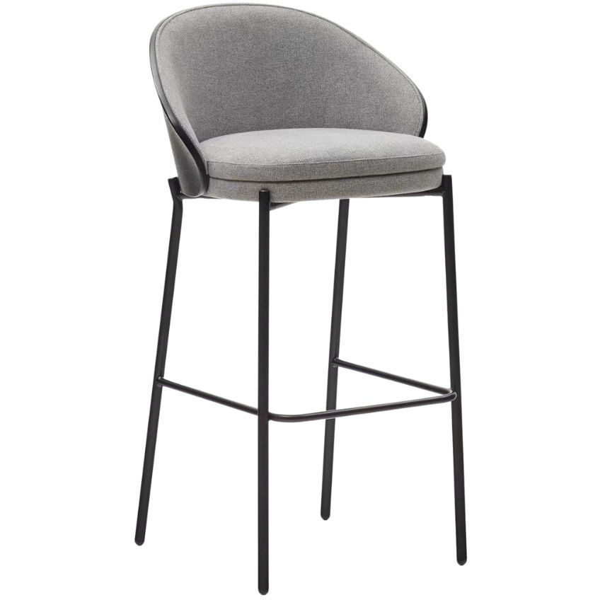 Kave Home Šedá čalouněná barová židle Eamy II. 77 cm