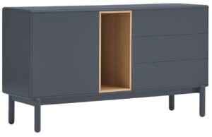 Antracitově šedá lakovaná komoda Teulat Corvo 140 x 40 cm