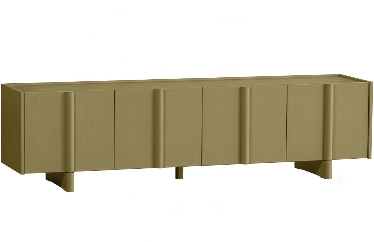 WOOOD Zelený dřevěný TV stolek Basu 200 x 46 cm