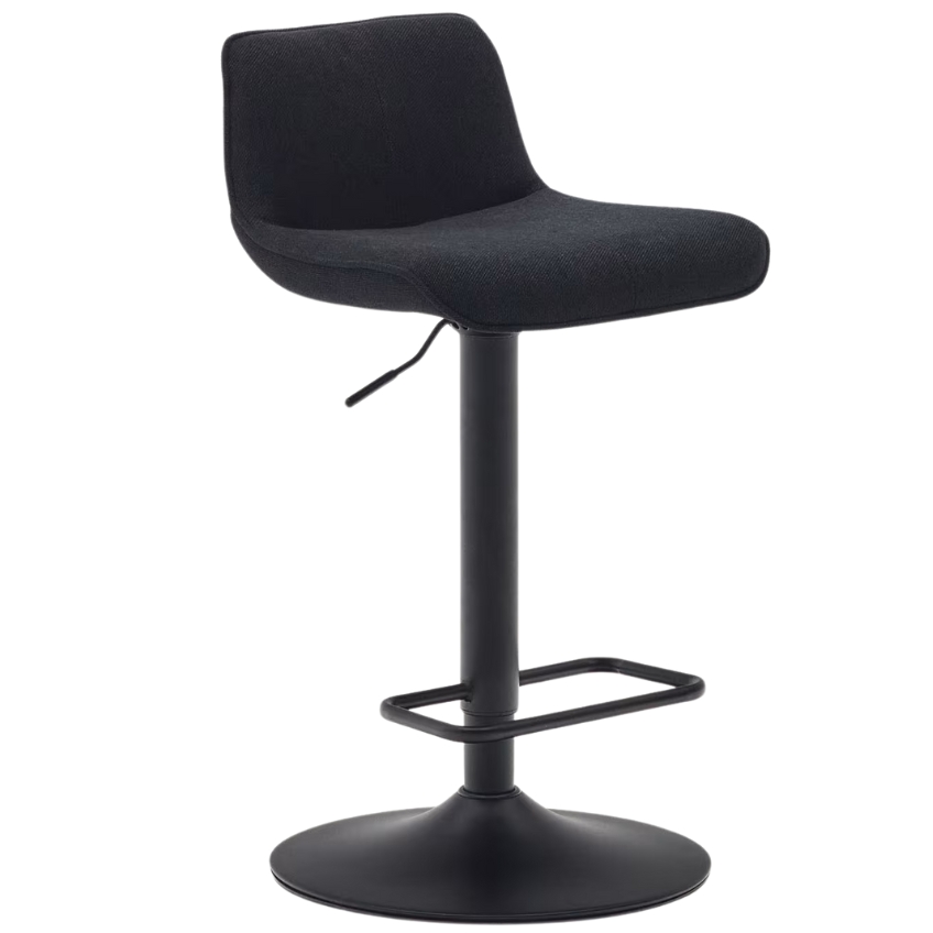 Kave Home Černá čalouněná barová židle Zenda 64-86 cm