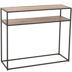 Dřevěný toaletní stolek J-line Zigtem 100 x 35 cm s černou konstrukcí