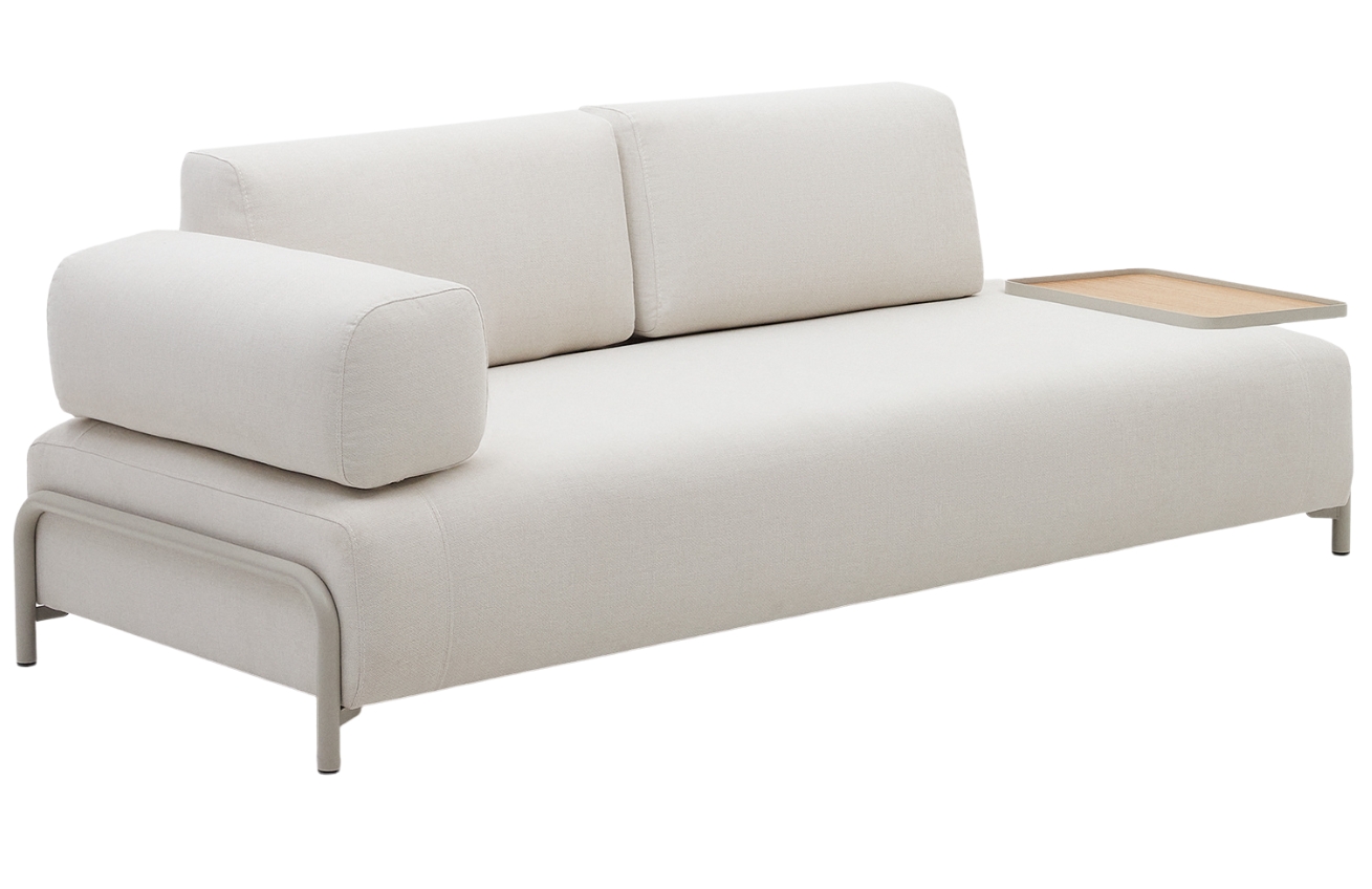 Kave Home Béžová trojmístná pohovka Compo 232 cm s velkým stolkem