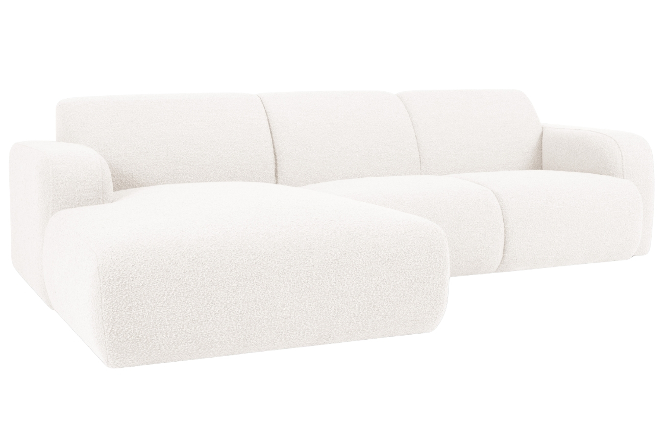 Windsor & Co Bílá bouclé rohová pohovka Lola 250 cm