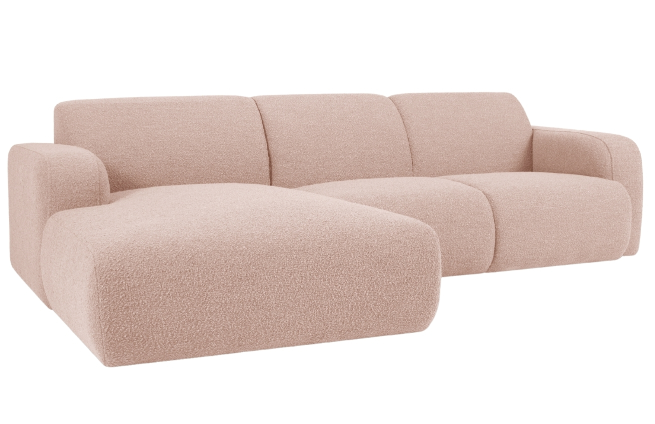Windsor & Co Pudrově růžová bouclé rohová pohovka Lola 250 cm
