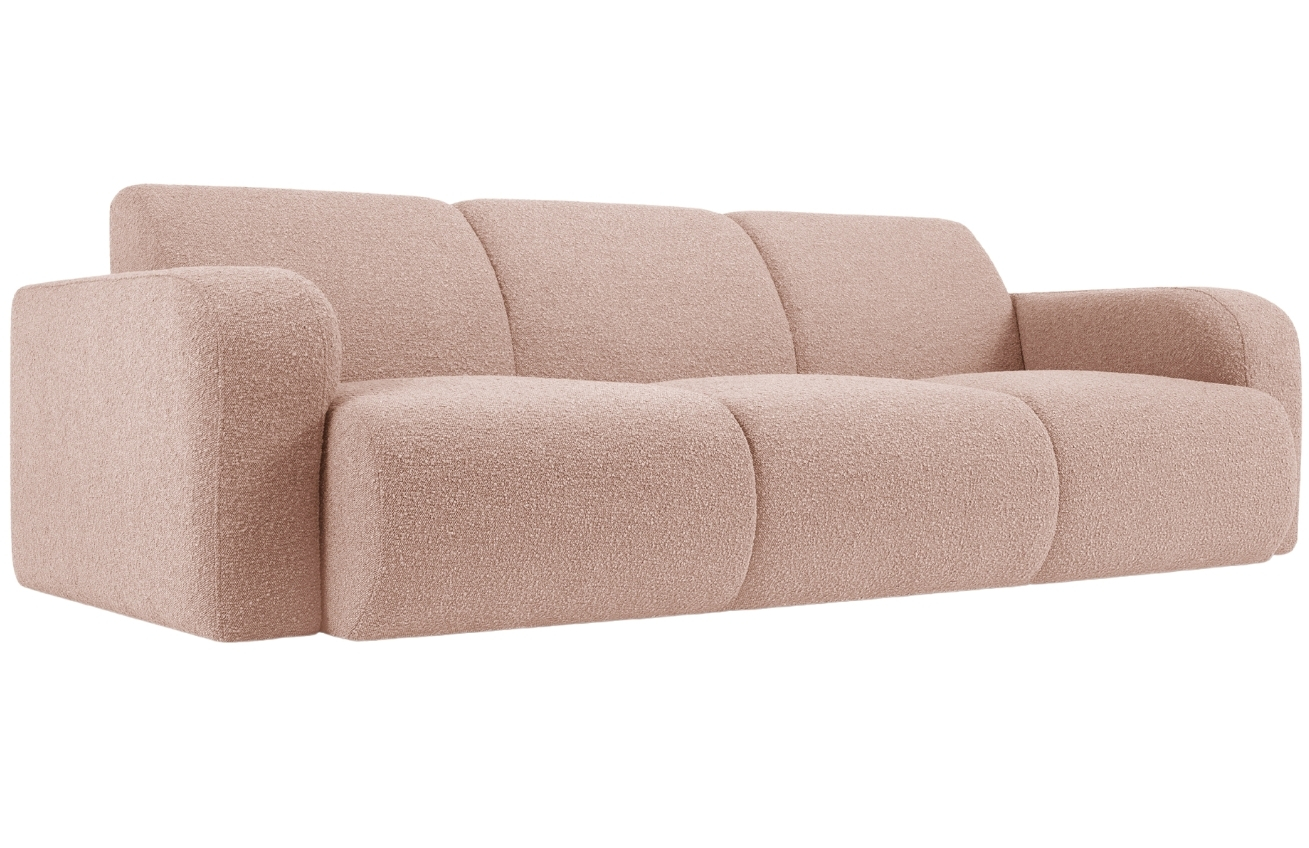 Windsor & Co Pudrově růžová bouclé třímístná pohovka Lola 235 cm