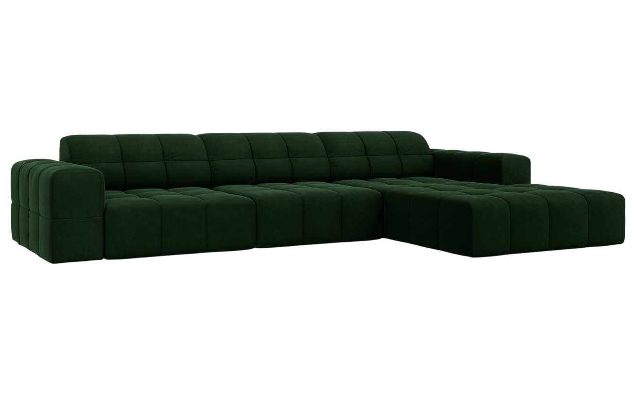 Cosmopolitan Design Lahvově zelená sametová rohová pohovka Chicago 284 cm