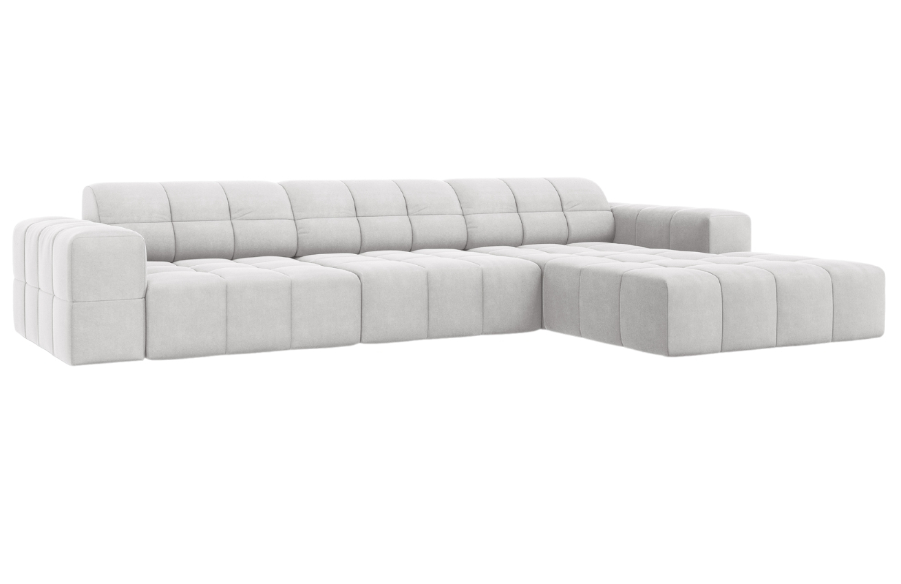 Cosmopolitan Design Světle šedá sametová rohová pohovka Chicago 284 cm