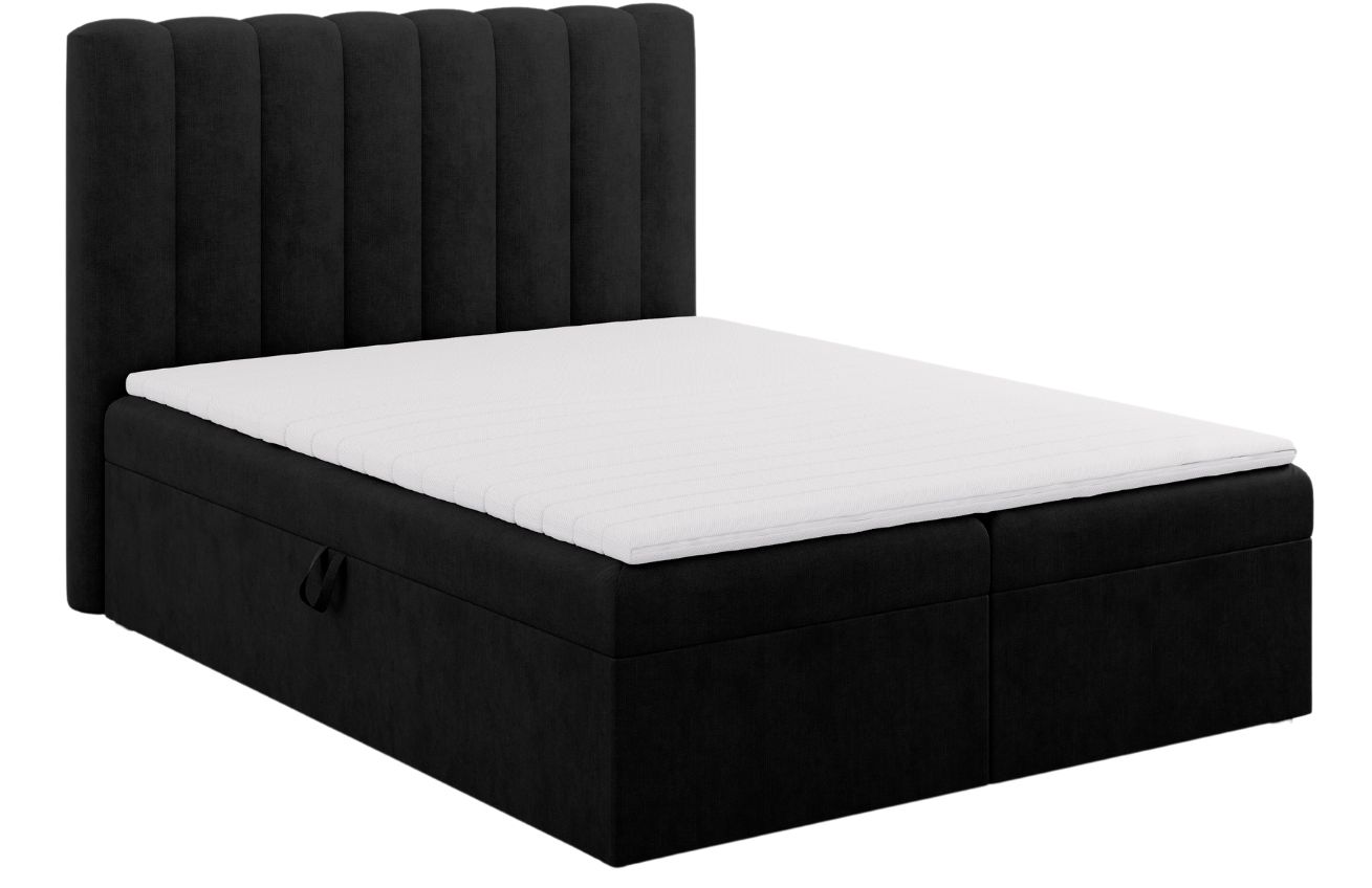 Micadoni Černá boxspring postel Kelp 160 x 200 cm