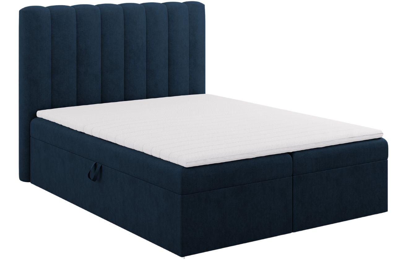 Micadoni Královsky modrá boxspring postel Kelp 160 x 200 cm