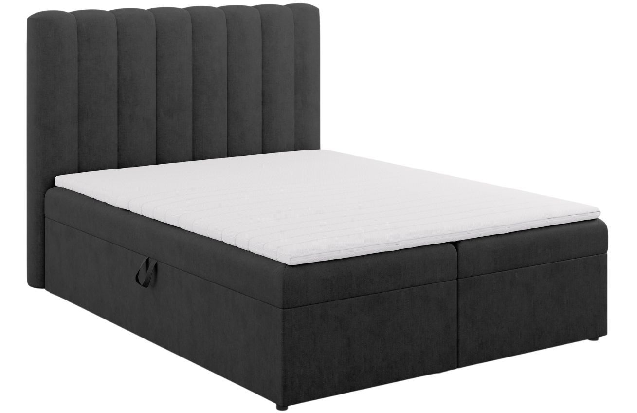 Micadoni Tmavě šedá boxspring postel Kelp 180 x 200 cm