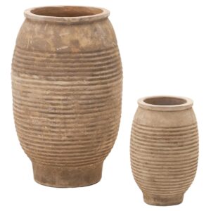 Kave Home Set dvou přírodních zahradních květináčů Llonga Ø 32/54 cm