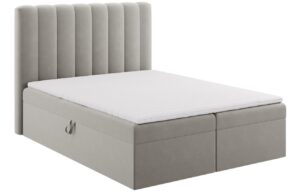 Micadoni Světle šedá sametová boxspring postel Kelp 160 x 200 cm