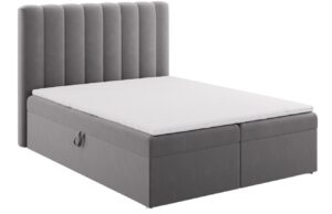Micadoni Šedá sametová boxspring postel Kelp 180 x 200 cm