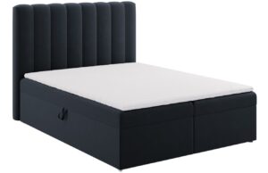 Micadoni Tmavě modrá sametová boxspring postel Kelp 180 x 200 cm