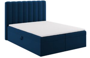 Micadoni Královsky modrá sametová boxspring postel Kelp 180 x 200 cm