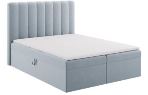Micadoni Světle modrá sametová boxspring postel Kelp 180 x 200 cm