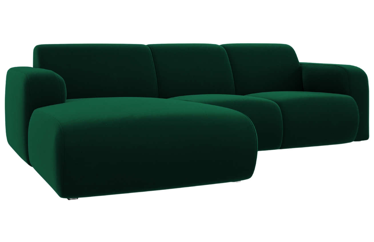 Windsor & Co Lahvově zelená sametová rohová pohovka Lola 250 cm