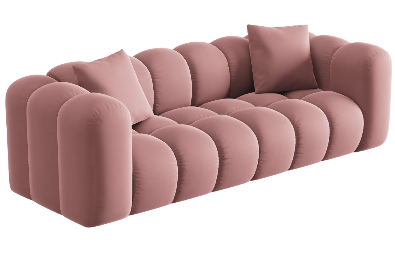 Windsor & Co Růžová sametová třímístná pohovka Halley 242 cm