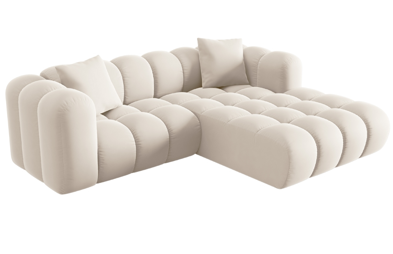 Windsor & Co Světle béžová sametová rohová pohovka Halley 242 cm