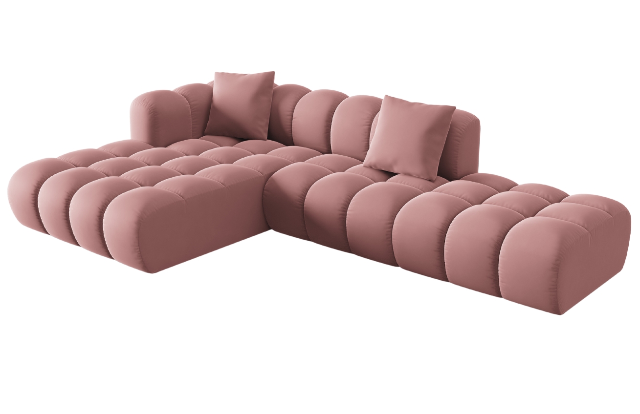 Windsor & Co Růžová sametová rohová pohovka Halley 309 cm