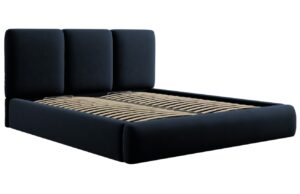 Windsor & Co Tmavě modrá sametová dvoulůžková postel Horizon 200 x 200 cm s úložným prostorem