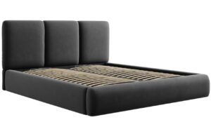 Windsor & Co Šedá sametová dvoulůžková postel Horizon 200 x 200 cm s úložným prostorem
