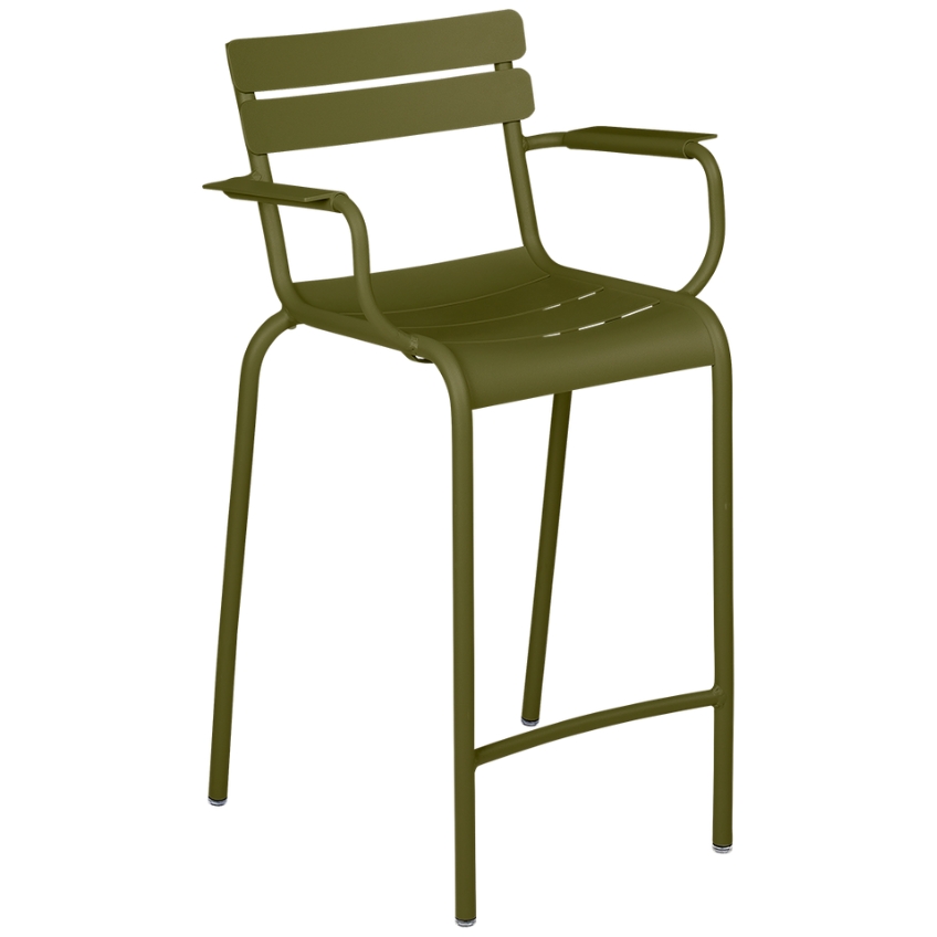 Zelená kovová barová židle Fermob Luxembourg 70 cm - odstín pesto