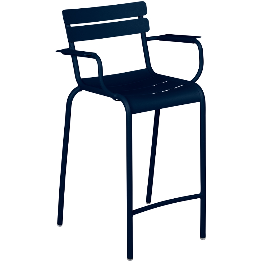Tmavě modrá kovová barová židle Fermob Luxembourg 70 cm