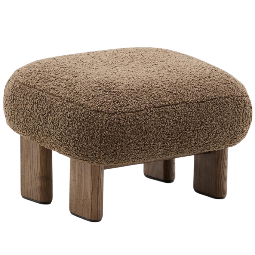 Kave Home Hnědá bouclé podnožka Nema 67 x 57 cm