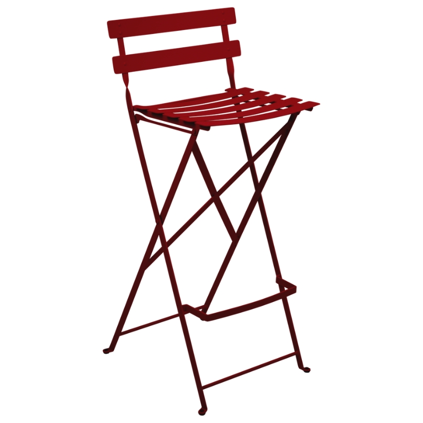 Červená kovová skládací barová židle Fermob Bistro 74 cm