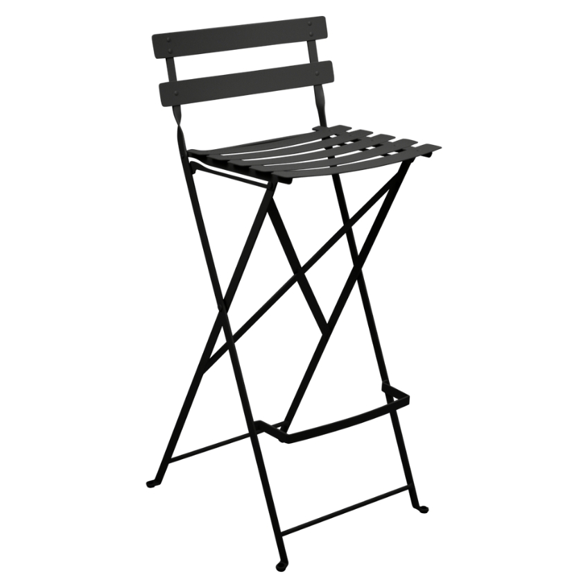 Černá kovová skládací barová židle Fermob Bistro 74 cm