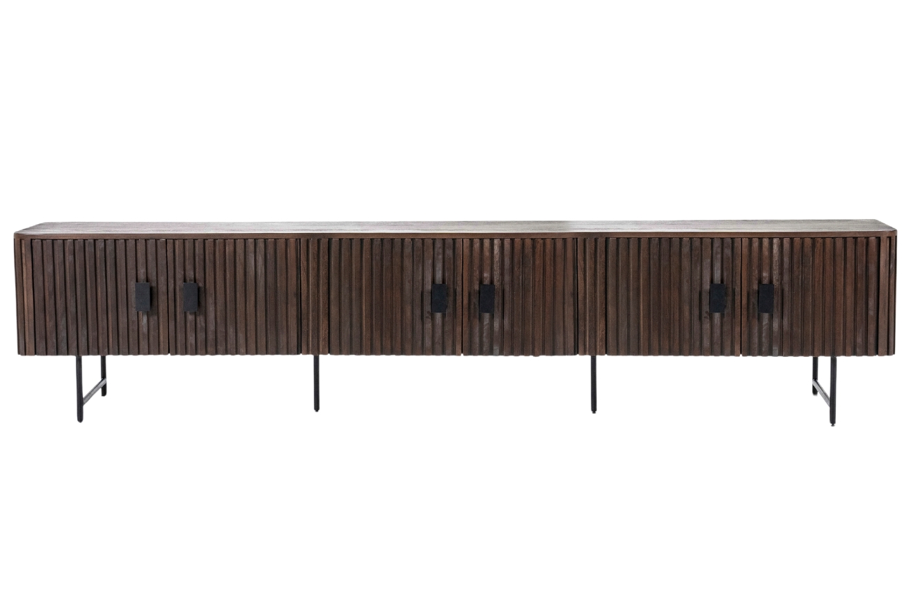 Eleonora Hnědý dřevěný TV stolek Remi 250 x 45 cm