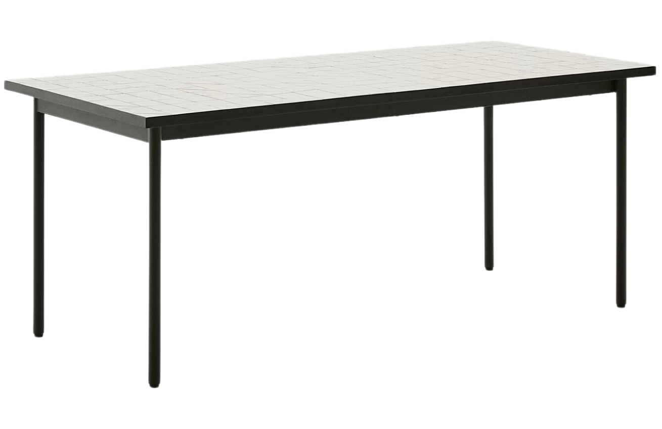 Kave Home Bílo-zelený zahradní stůl Maurina 182 x 91 cm