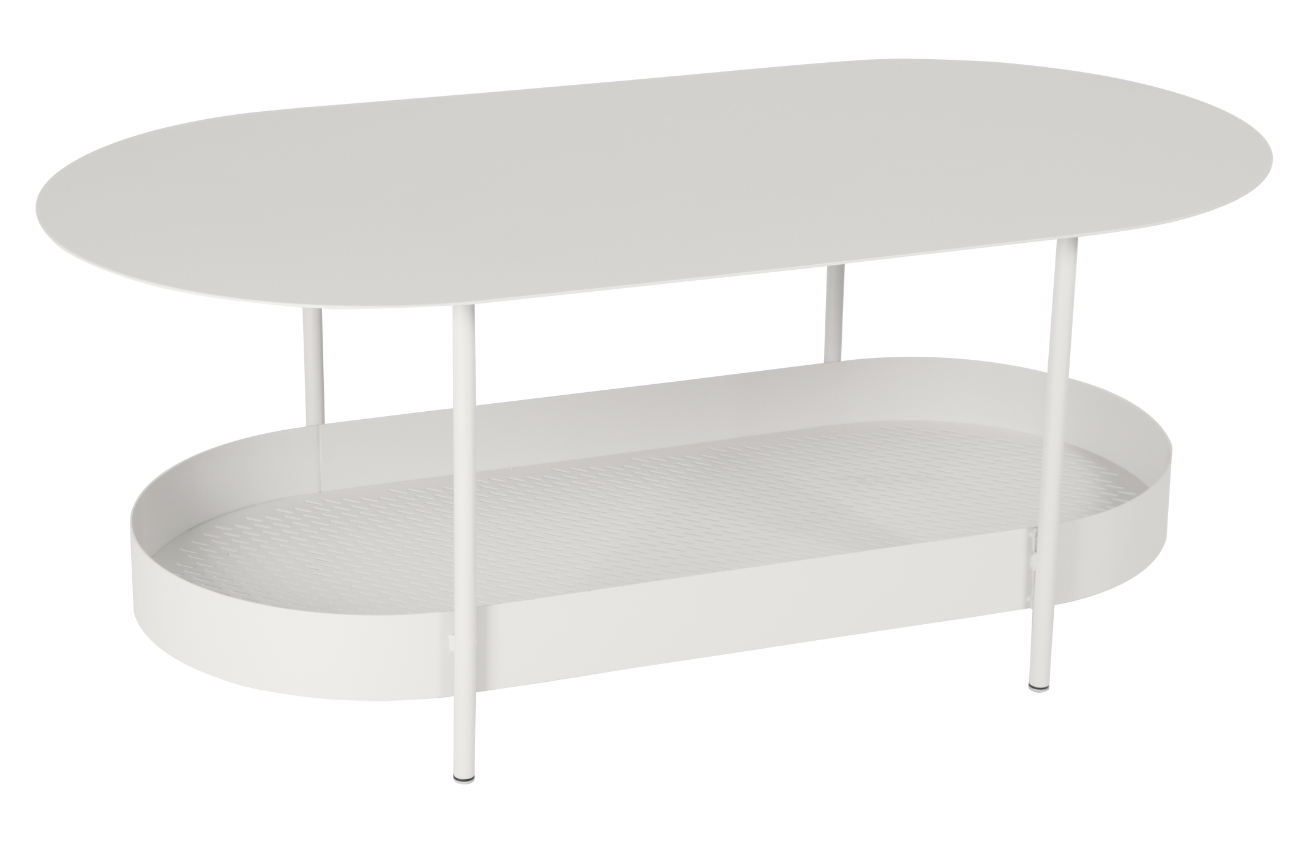 Světle šedý kovový zahradní konferenční stolek Fermob Salsa 113 x 58 cm