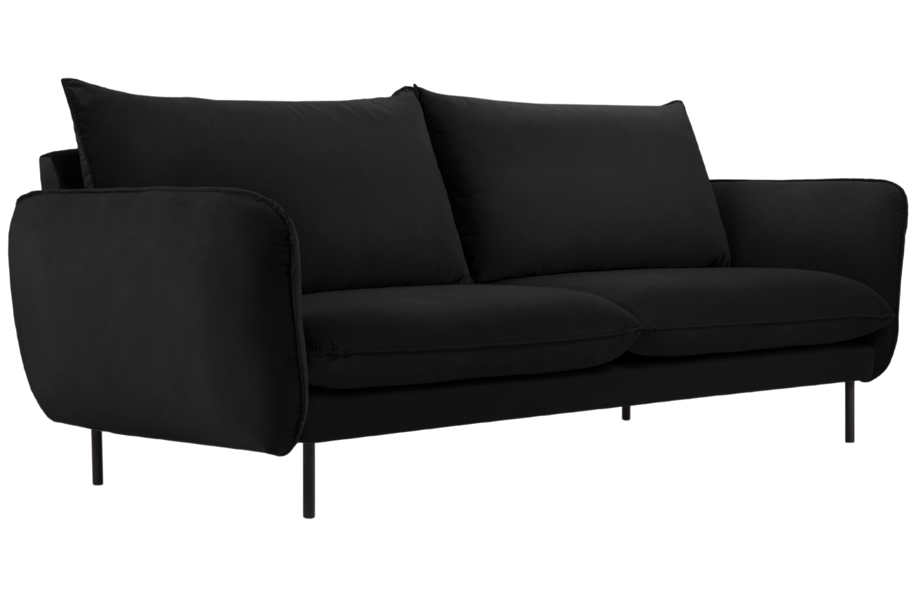 Cosmopolitan Design Černá sametová pohovka Vienna 160 cm