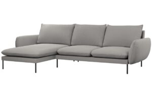 Cosmopolitan Design Šedá bouclé rohová pohovka Vienna 255 cm