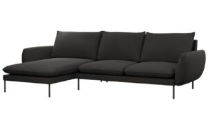 Cosmopolitan Design Černá bouclé rohová pohovka Vienna 255 cm
