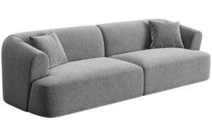 Cosmopolitan Design Šedá sametová čtyřmístná pohovka Campi 255 cm